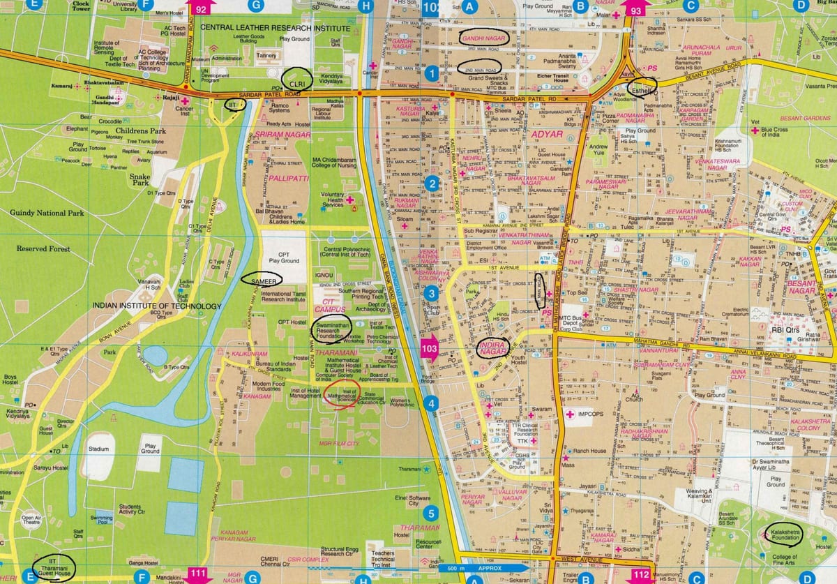 carte détaillée de Chennai