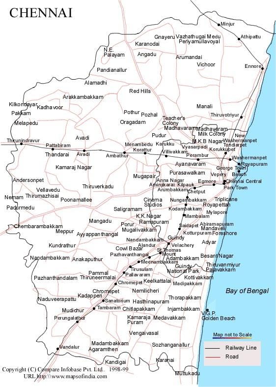 Chennai carte avec les directions