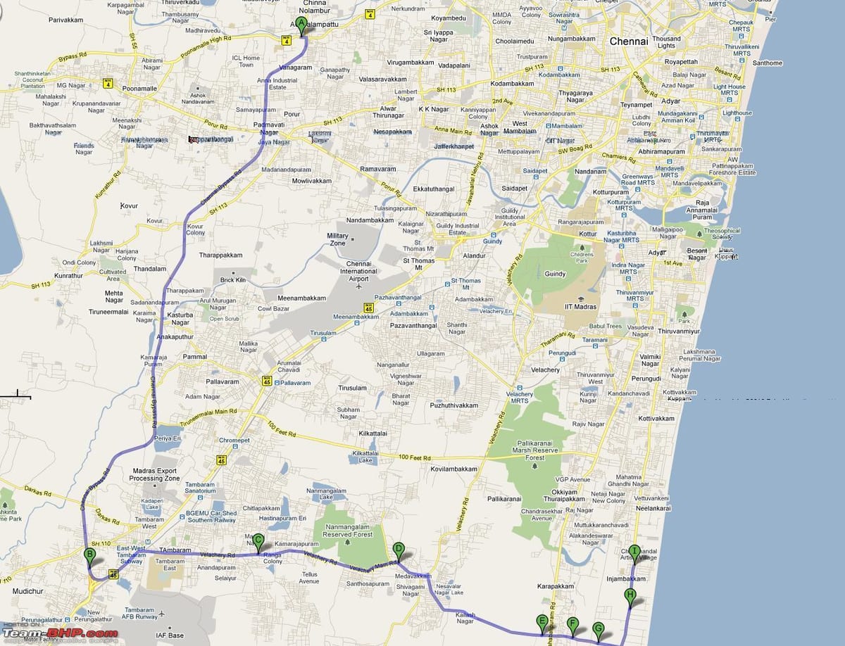 carte d'itinéraire de Chennai