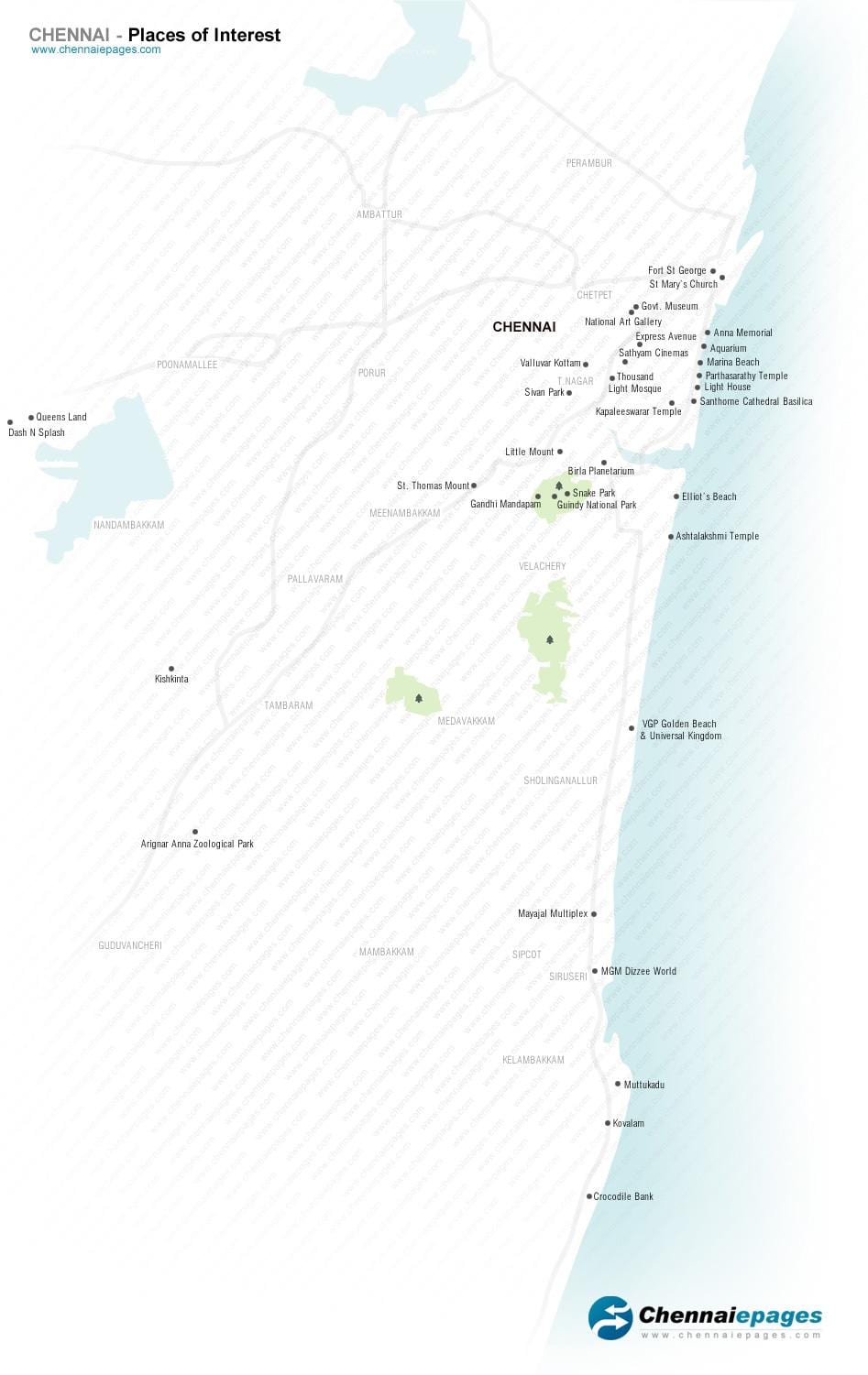 la carte touristique de Chennai