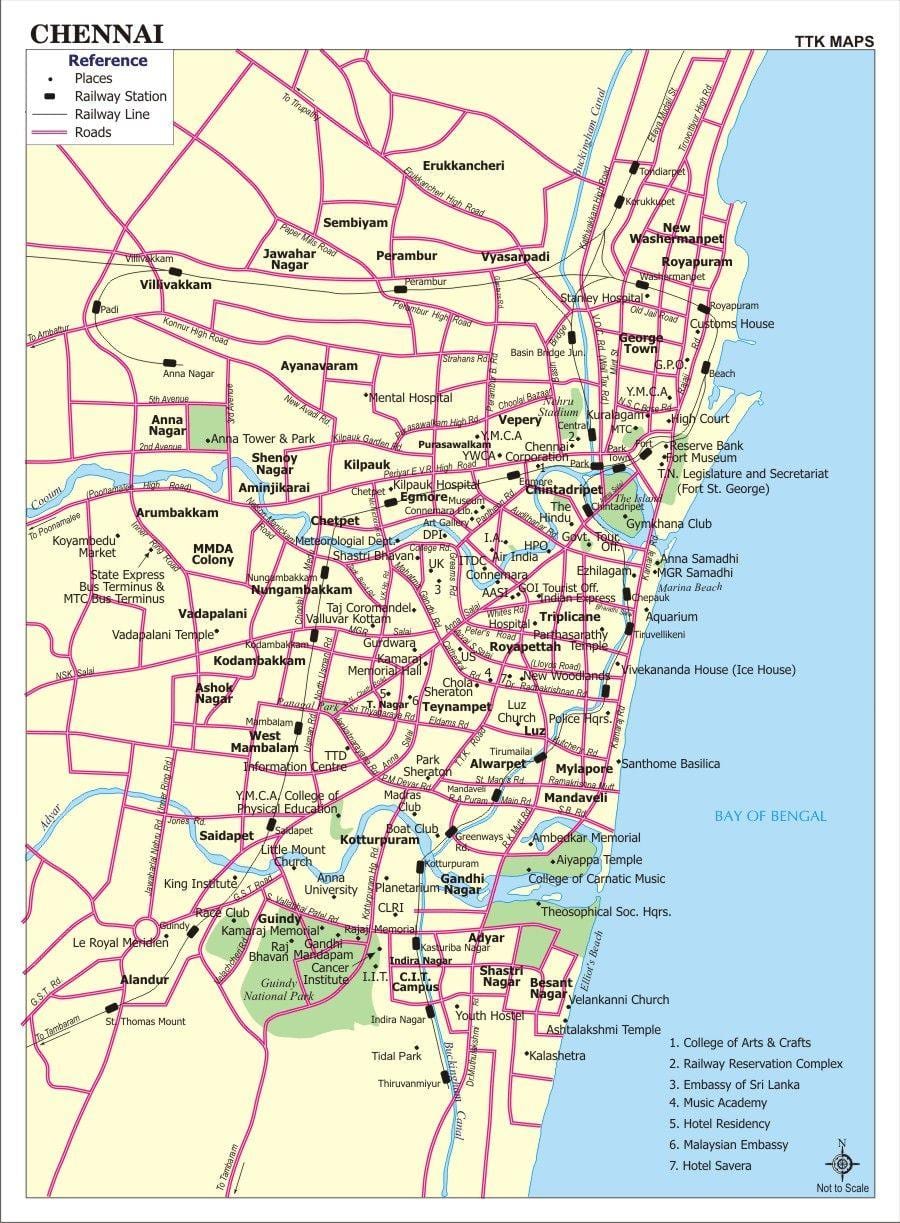 carte de la ville de Chennai