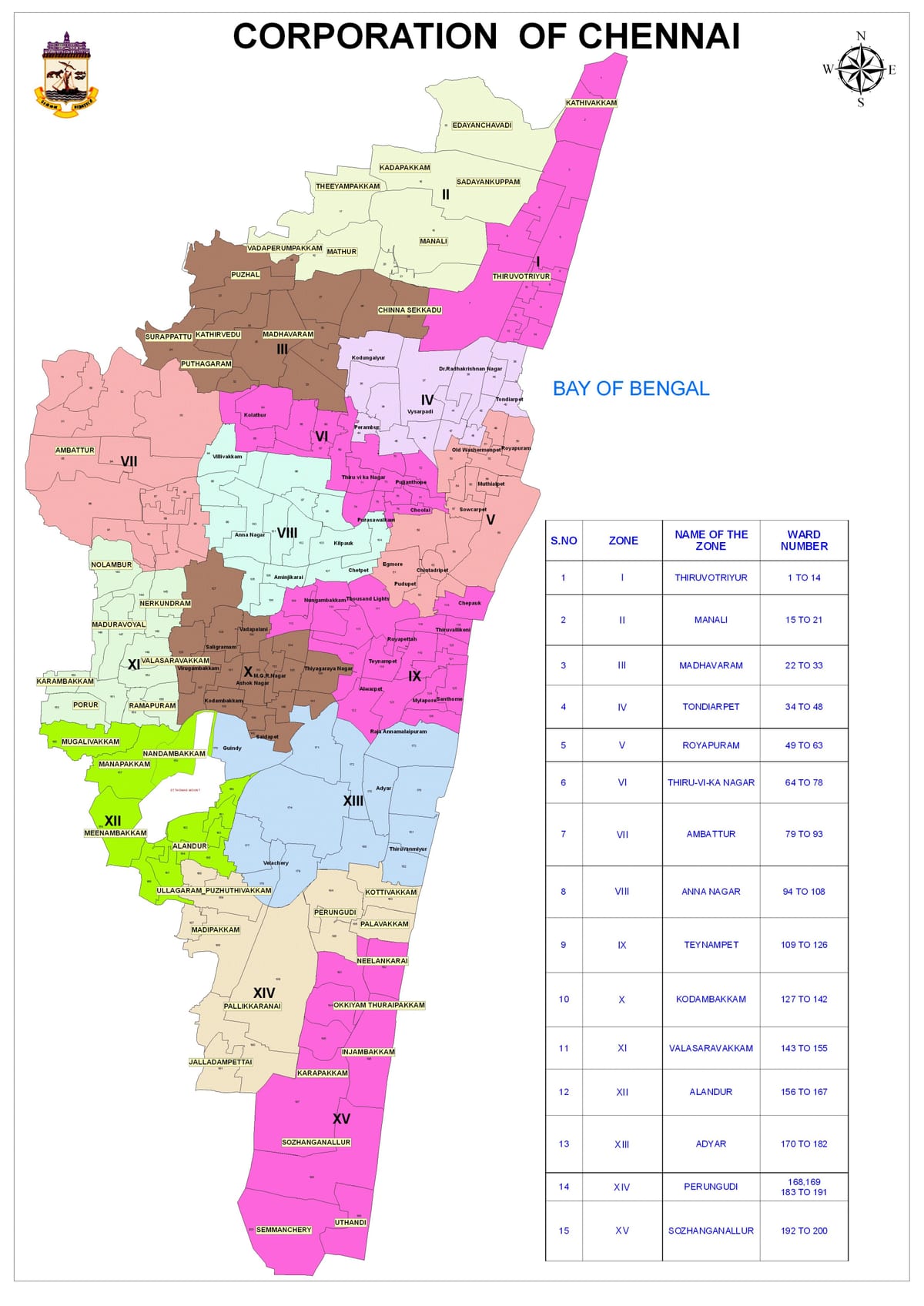 Chennai corporation de la paroisse de la carte