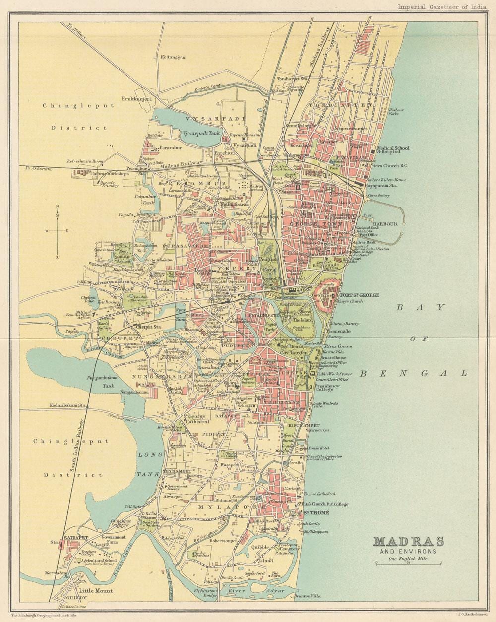 vieille carte de Chennai