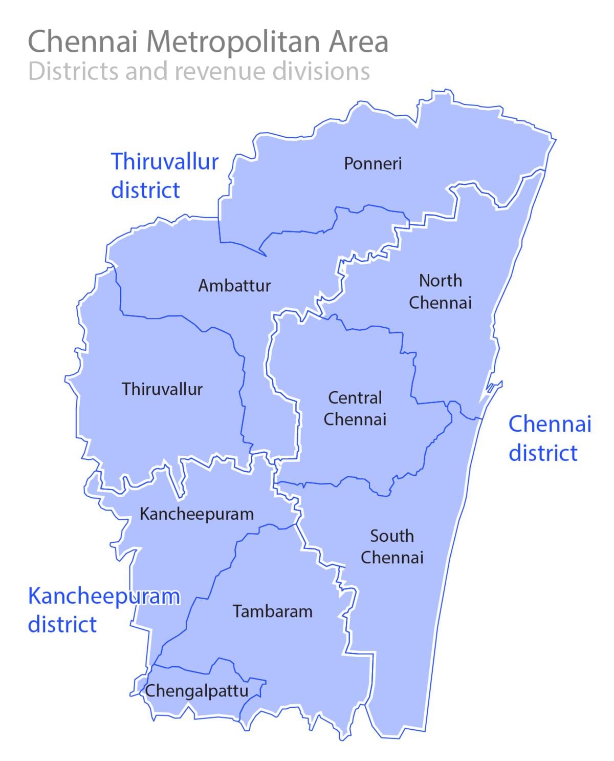 Chennai limite de la carte